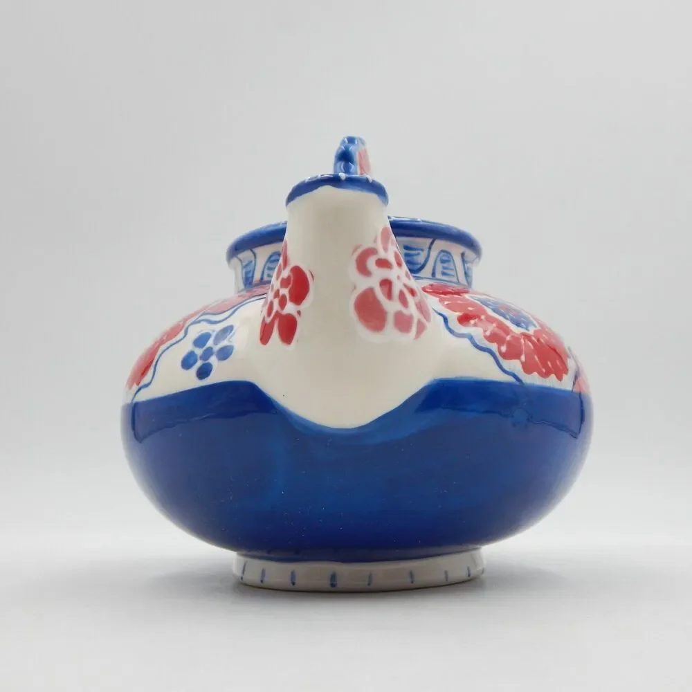 Blue Sky Ceramics Cambria Poppy Teapot Heather Goldminc 2012 Red White Blue